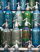 Colorful bottles on display at the Buenos Aires Sunday Market.