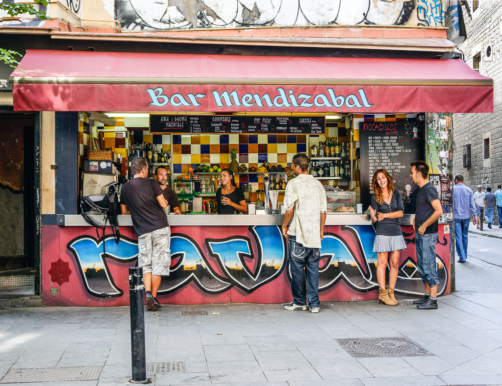 Many bars are right on the street and offer good snacks as well.