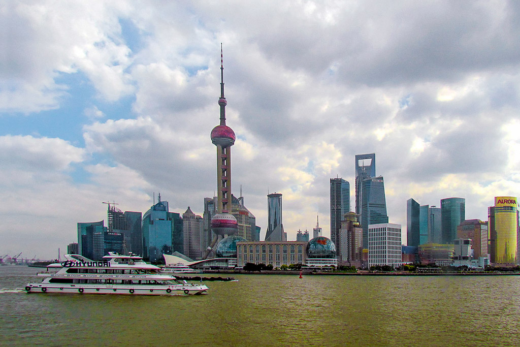 Looking across the the Huangpu River to a very modern part of Shanghai.