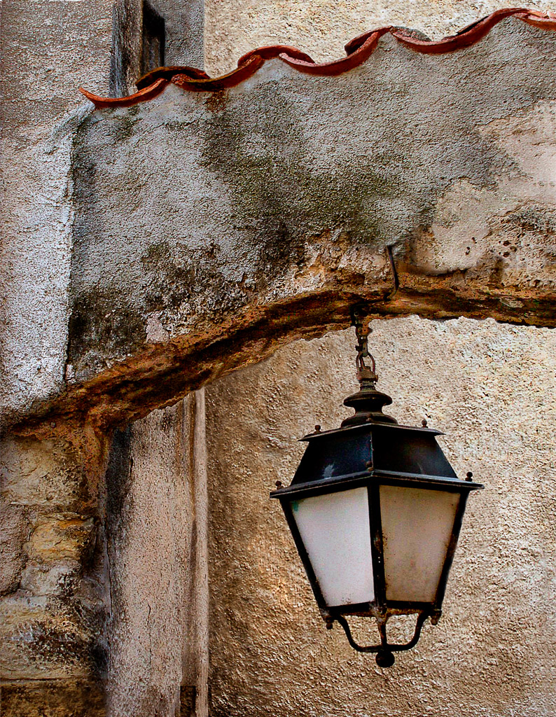 A typical Provencal street lamp in the village of Fayence.