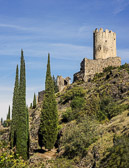 The ruins of the 11th century Medieval Cathar Castle in the department Aude.