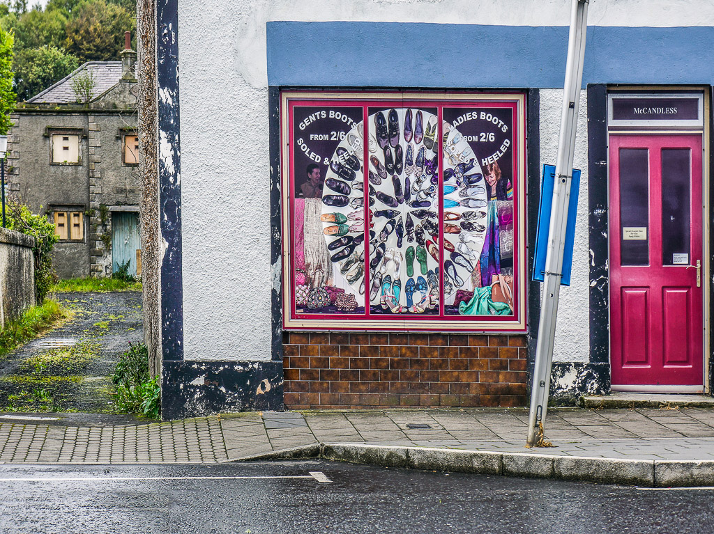 The town has many unusual painted windows both real and faux.