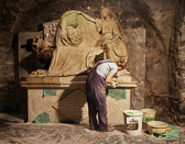 She's restoring past glory to a sculpture at Dublin's Christ Church Cathedral.