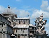 The Cathedral of Pisa is located just along side of the leaning tower.