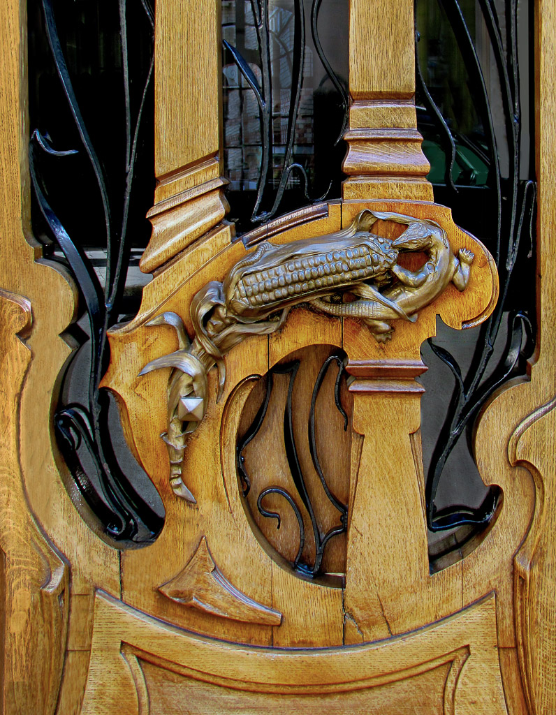 A detail of the door on the famous buiding in the 7th designed Jules Lavirotte.