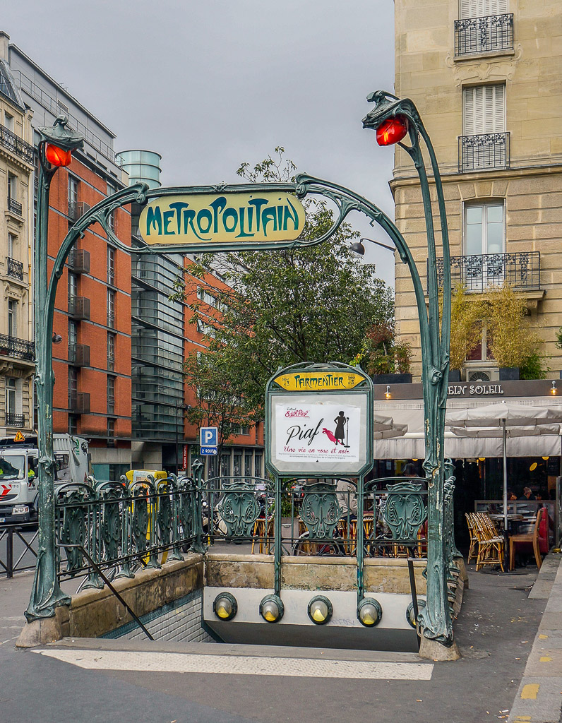 The famous art nouveau Metro sign designed by Hector Guimard.