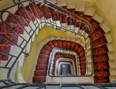 A staircase design typical of those found in many Paris apartment buildings.