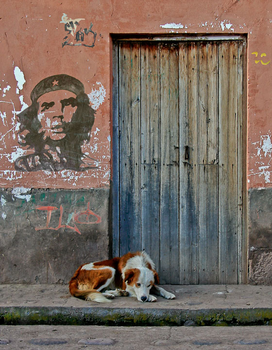 Many posters and grafitti portraits of Che were seen through out Peru.