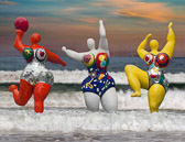 The "Nanas" of French Sculptress Niki de Saint Phalle that I transported to the Jersey Shore.