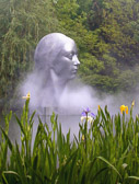 The mist adds to the mystery of the lady during the iris season.