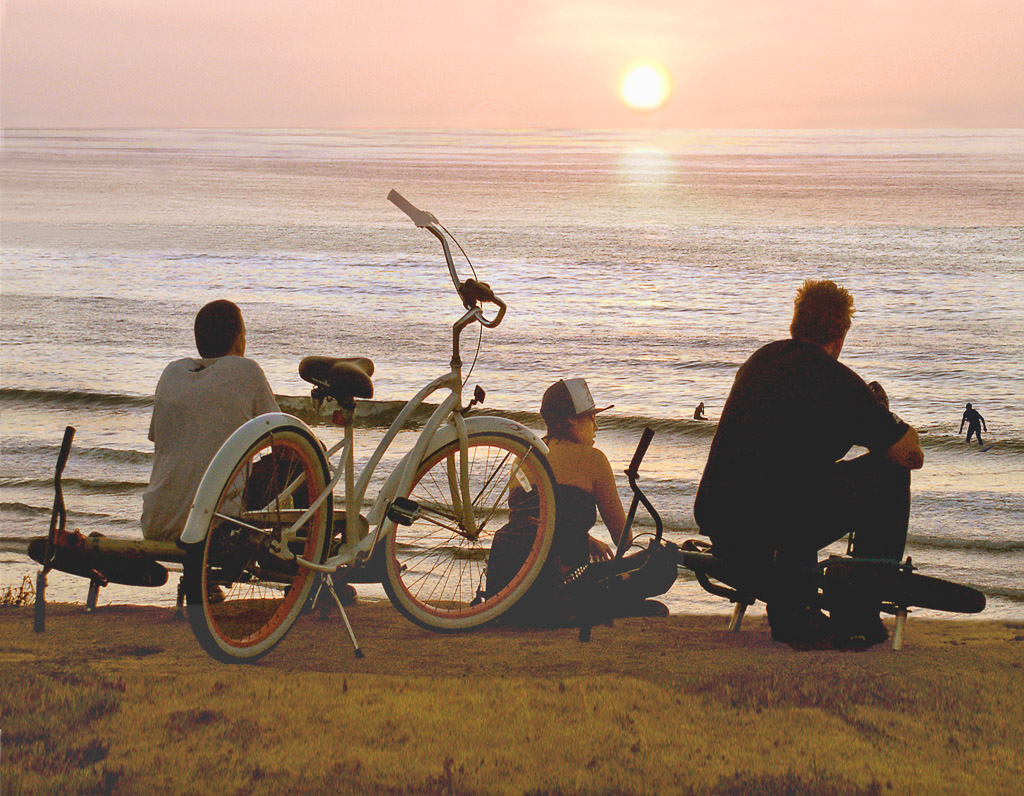 Each evening people gather on the beach in La Jolla, Ca. to catch the sunset.